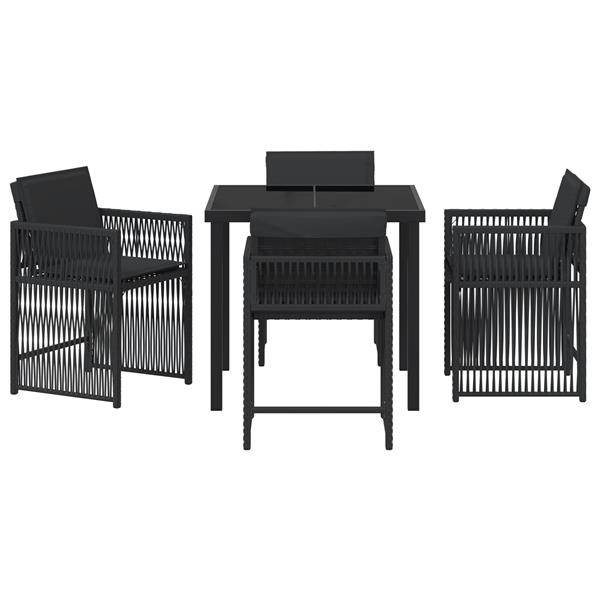 Grote foto vidaxl tuin eetset 5 pcs zwart poly rattan tuin en terras tuinmeubelen