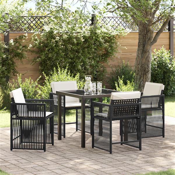Grote foto vidaxl tuin eetset 5 pcs zwart poly rattan tuin en terras tuinmeubelen