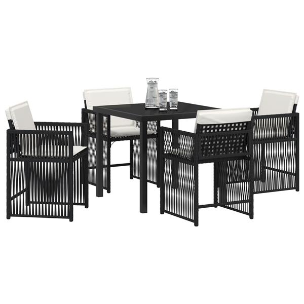 Grote foto vidaxl tuin eetset 5 pcs zwart poly rattan tuin en terras tuinmeubelen