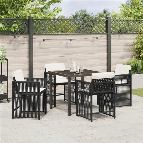 Grote foto vidaxl tuin eetset 5 pcs zwart poly rattan tuin en terras tuinmeubelen