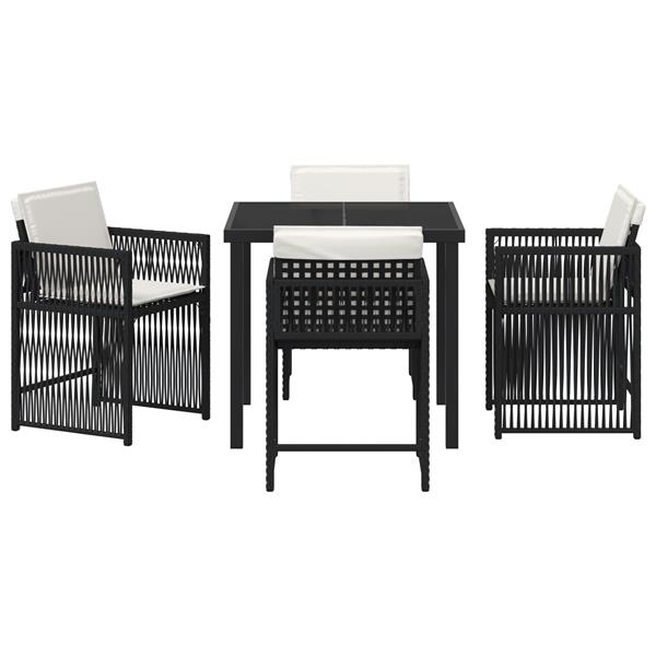Grote foto vidaxl tuin eetset 5 pcs zwart poly rattan tuin en terras tuinmeubelen