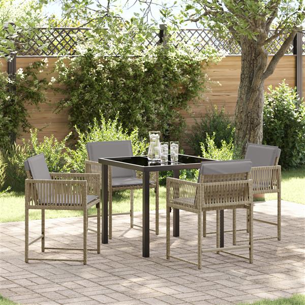 Grote foto vidaxl tuin eetset 5 pcs beige poly rattan tuin en terras tuinmeubelen