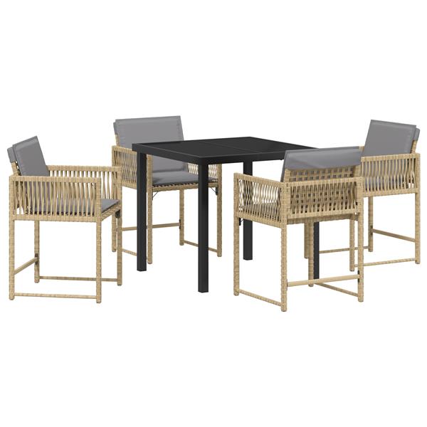 Grote foto vidaxl tuin eetset 5 pcs beige poly rattan tuin en terras tuinmeubelen
