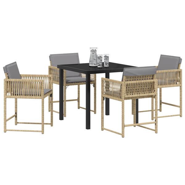 Grote foto vidaxl tuin eetset 5 pcs beige poly rattan tuin en terras tuinmeubelen