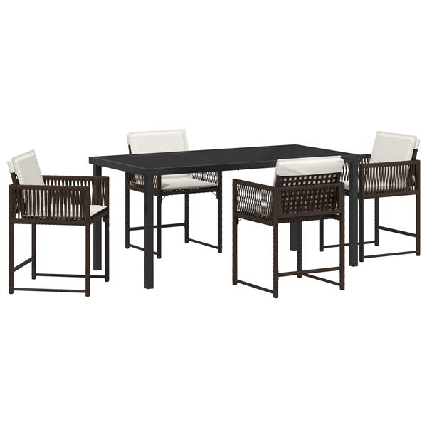 Grote foto vidaxl tuin eetset 5 pcs bruin poly rattan tuin en terras tuinmeubelen