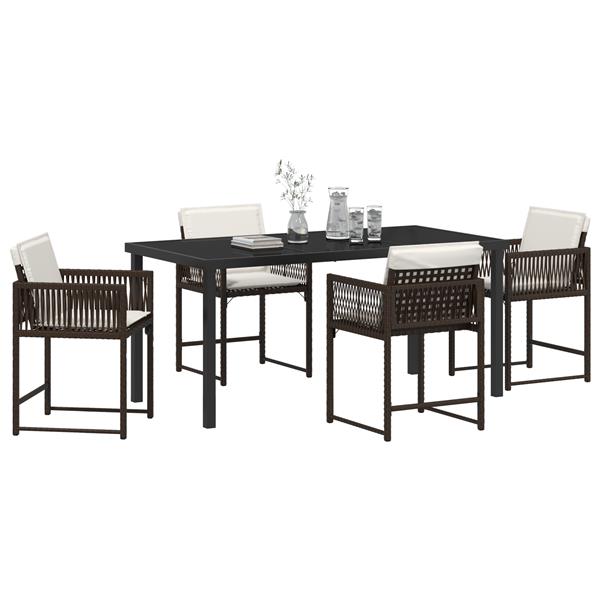 Grote foto vidaxl tuin eetset 5 pcs bruin poly rattan tuin en terras tuinmeubelen
