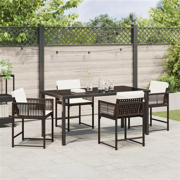 Grote foto vidaxl tuin eetset 5 pcs bruin poly rattan tuin en terras tuinmeubelen