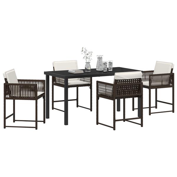 Grote foto vidaxl tuin eetset 5 pcs bruin poly rattan tuin en terras tuinmeubelen