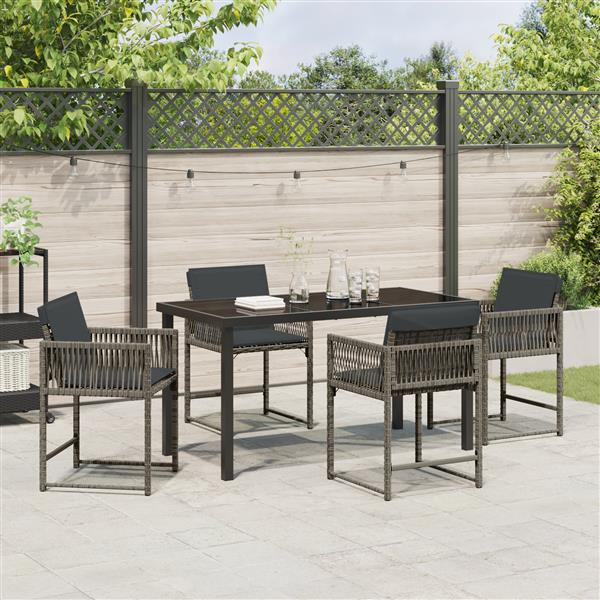 Grote foto vidaxl tuin eetset 5 pcs grijs poly rattan tuin en terras tuinmeubelen