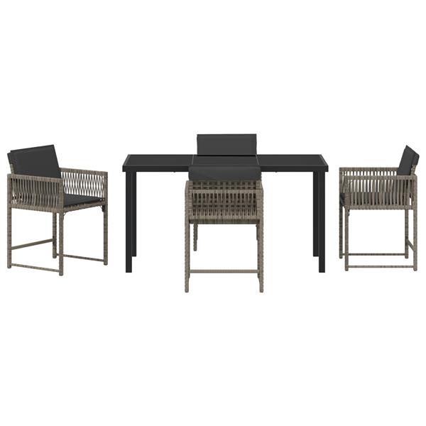 Grote foto vidaxl tuin eetset 5 pcs grijs poly rattan tuin en terras tuinmeubelen