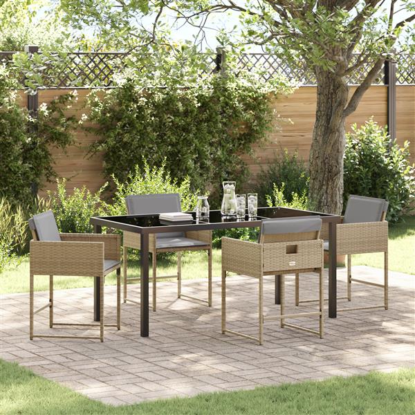 Grote foto vidaxl tuin eetset 5 pcs beige poly rattan tuin en terras tuinmeubelen