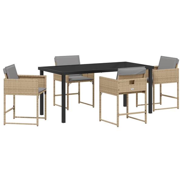 Grote foto vidaxl tuin eetset 5 pcs beige poly rattan tuin en terras tuinmeubelen