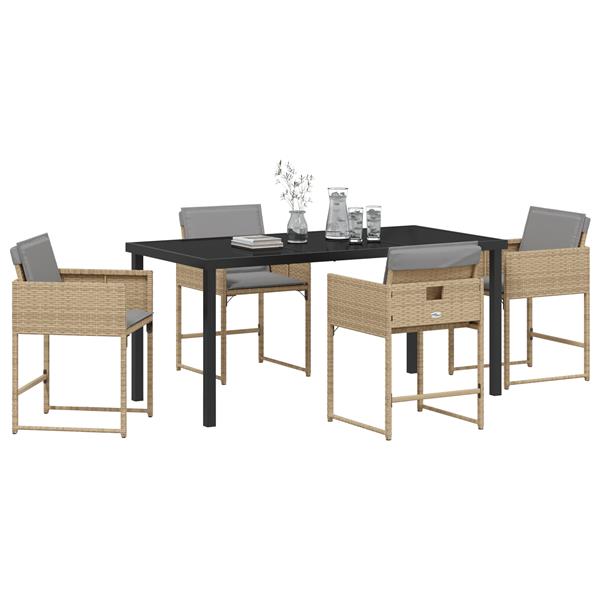 Grote foto vidaxl tuin eetset 5 pcs beige poly rattan tuin en terras tuinmeubelen