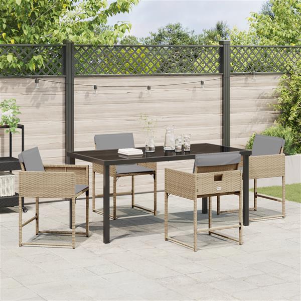 Grote foto vidaxl tuin eetset 5 pcs beige poly rattan tuin en terras tuinmeubelen