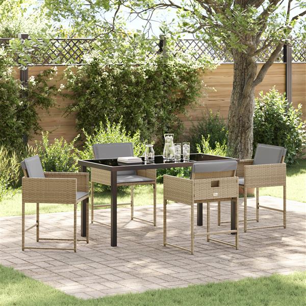 Grote foto vidaxl tuin eetset 5 pcs beige poly rattan tuin en terras tuinmeubelen