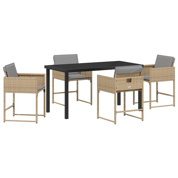 Grote foto vidaxl tuin eetset 5 pcs beige poly rattan tuin en terras tuinmeubelen