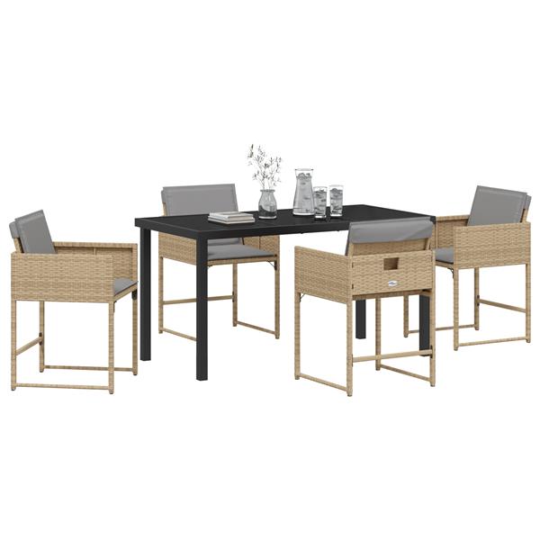 Grote foto vidaxl tuin eetset 5 pcs beige poly rattan tuin en terras tuinmeubelen