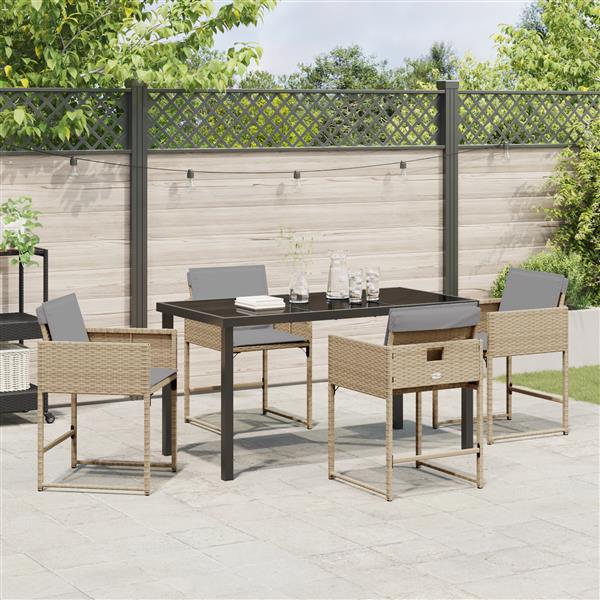 Grote foto vidaxl tuin eetset 5 pcs beige poly rattan tuin en terras tuinmeubelen