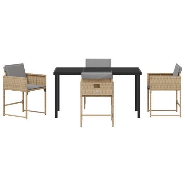 Grote foto vidaxl tuin eetset 5 pcs beige poly rattan tuin en terras tuinmeubelen