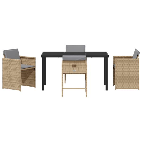 Grote foto vidaxl tuin eetset 5 pcs beige poly rattan tuin en terras tuinmeubelen