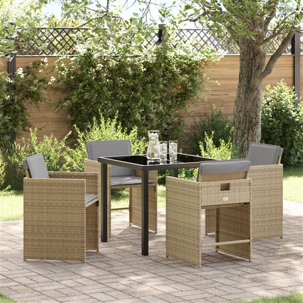 Grote foto vidaxl tuin eetset 5 pcs beige poly rattan tuin en terras tuinmeubelen