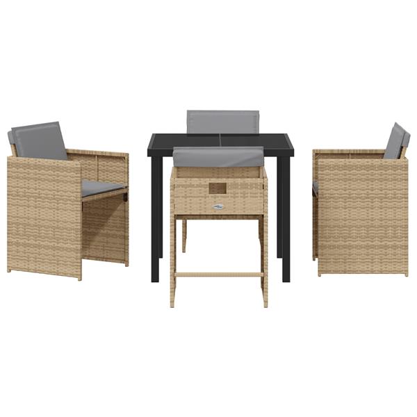 Grote foto vidaxl tuin eetset 5 pcs beige poly rattan tuin en terras tuinmeubelen