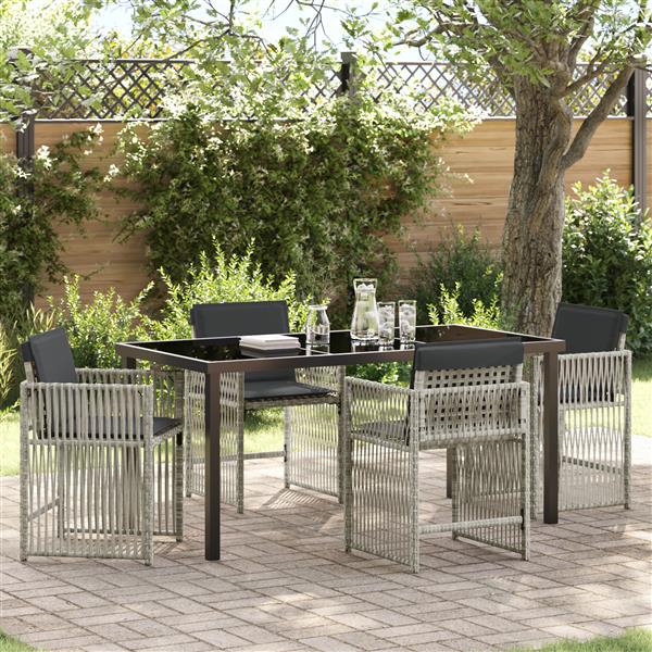Grote foto vidaxl tuin eetset 5 pcs lichtgrijs poly riet tuin en terras tuinmeubelen