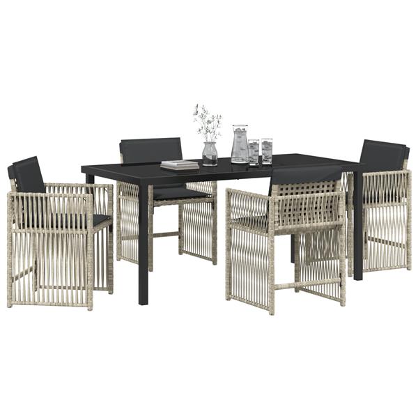 Grote foto vidaxl tuin eetset 5 pcs lichtgrijs poly riet tuin en terras tuinmeubelen