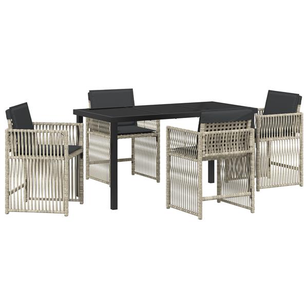 Grote foto vidaxl tuin eetset 5 pcs lichtgrijs poly riet tuin en terras tuinmeubelen
