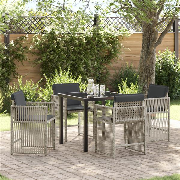 Grote foto vidaxl tuin eetset 5 pcs lichtgrijs poly riet tuin en terras tuinmeubelen
