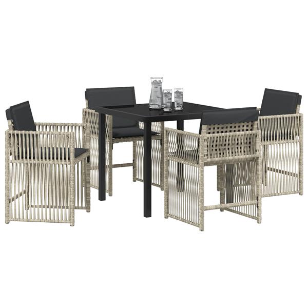 Grote foto vidaxl tuin eetset 5 pcs lichtgrijs poly riet tuin en terras tuinmeubelen