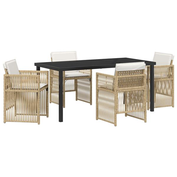 Grote foto vidaxl tuin eetset 5 pcs beige poly riet tuin en terras tuinmeubelen