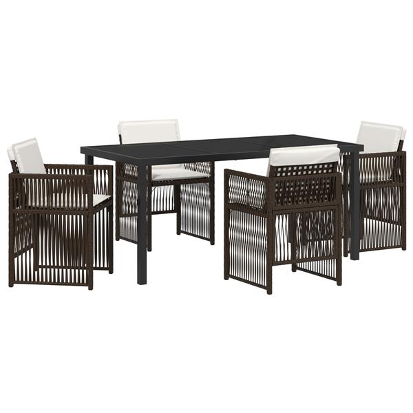 Grote foto vidaxl tuin eetset 5 pcs bruin poly riet tuin en terras tuinmeubelen