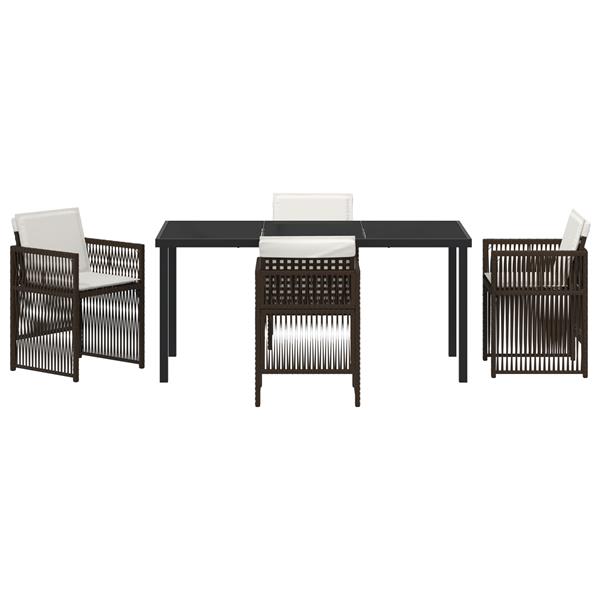 Grote foto vidaxl tuin eetset 5 pcs bruin poly riet tuin en terras tuinmeubelen