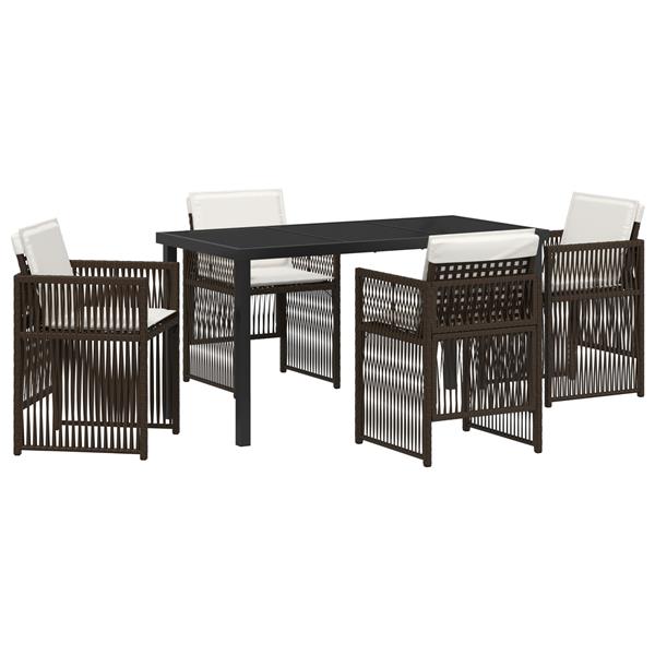 Grote foto vidaxl tuin eetset 5 pcs bruin poly riet tuin en terras tuinmeubelen