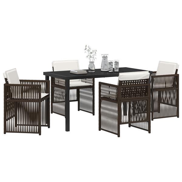 Grote foto vidaxl tuin eetset 5 pcs bruin poly riet tuin en terras tuinmeubelen