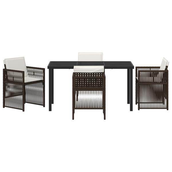 Grote foto vidaxl tuin eetset 5 pcs bruin poly riet tuin en terras tuinmeubelen