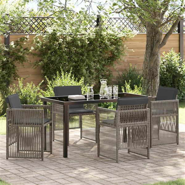 Grote foto vidaxl tuin eetset 5 pcs grijs poly riet tuin en terras tuinmeubelen