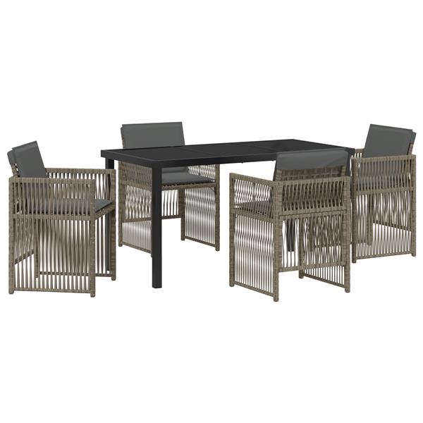 Grote foto vidaxl tuin eetset 5 pcs grijs poly riet tuin en terras tuinmeubelen
