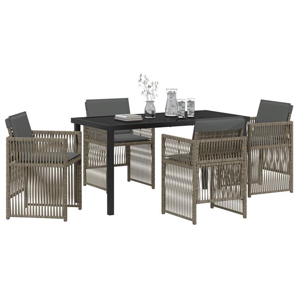 Grote foto vidaxl tuin eetset 5 pcs grijs poly riet tuin en terras tuinmeubelen