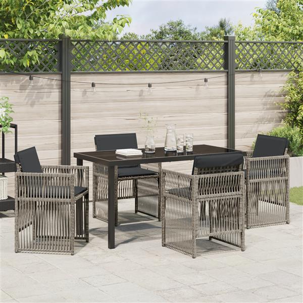 Grote foto vidaxl tuin eetset 5 pcs grijs poly riet tuin en terras tuinmeubelen