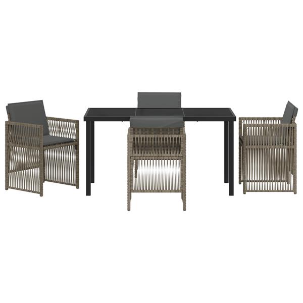 Grote foto vidaxl tuin eetset 5 pcs grijs poly riet tuin en terras tuinmeubelen
