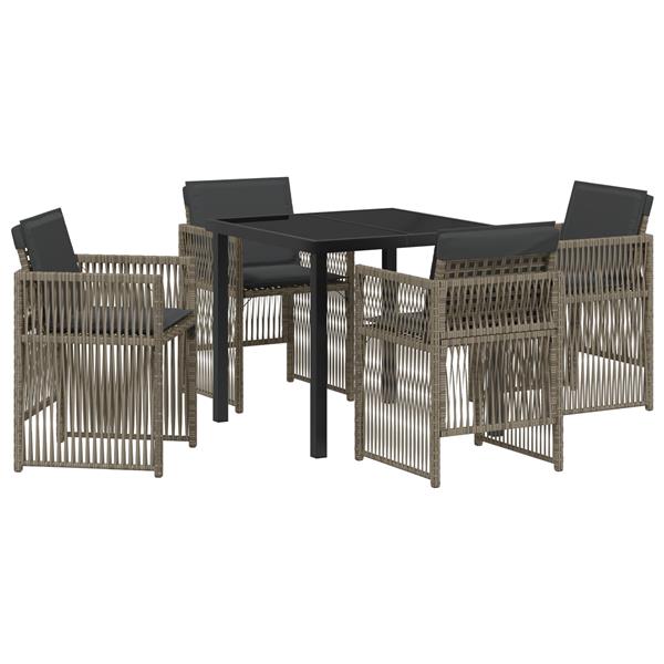 Grote foto vidaxl tuin eetset 5 pcs grijs poly riet tuin en terras tuinmeubelen