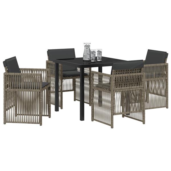 Grote foto vidaxl tuin eetset 5 pcs grijs poly riet tuin en terras tuinmeubelen