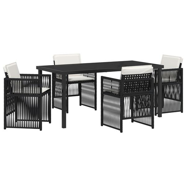 Grote foto vidaxl tuin eetset 5 pcs zwart poly riet tuin en terras tuinmeubelen
