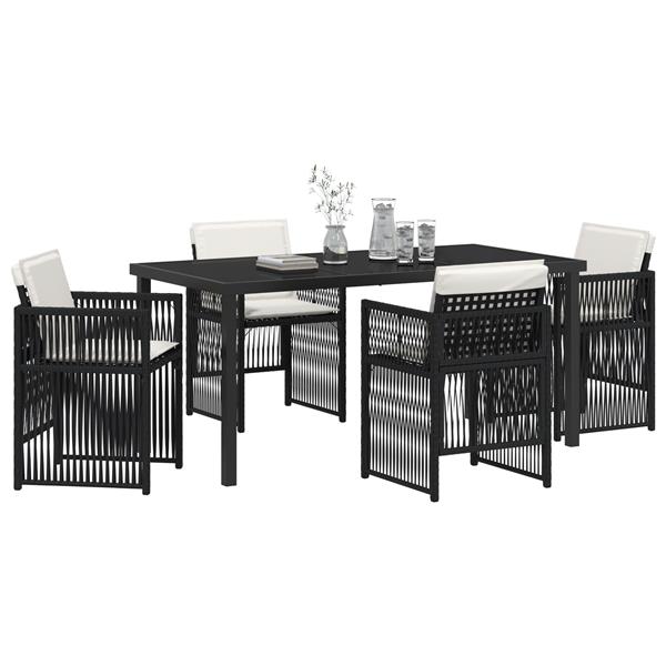 Grote foto vidaxl tuin eetset 5 pcs zwart poly riet tuin en terras tuinmeubelen