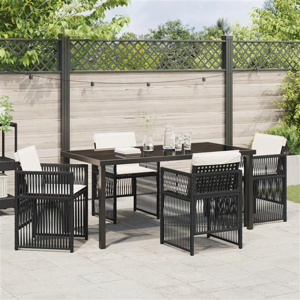 Grote foto vidaxl tuin eetset 5 pcs zwart poly riet tuin en terras tuinmeubelen