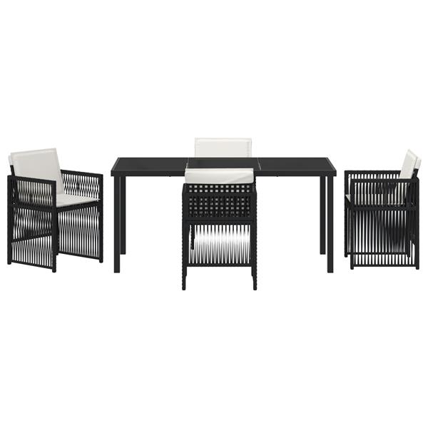 Grote foto vidaxl tuin eetset 5 pcs zwart poly riet tuin en terras tuinmeubelen