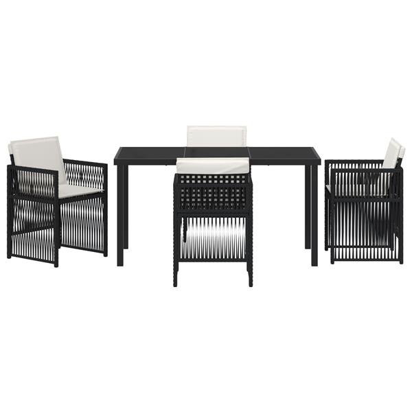 Grote foto vidaxl tuin eetset 5 pcs zwart poly riet tuin en terras tuinmeubelen