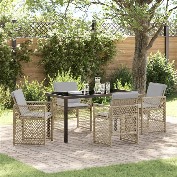 Grote foto vidaxl tuin eetset 5 pcs beige poly rattan tuin en terras tuinmeubelen